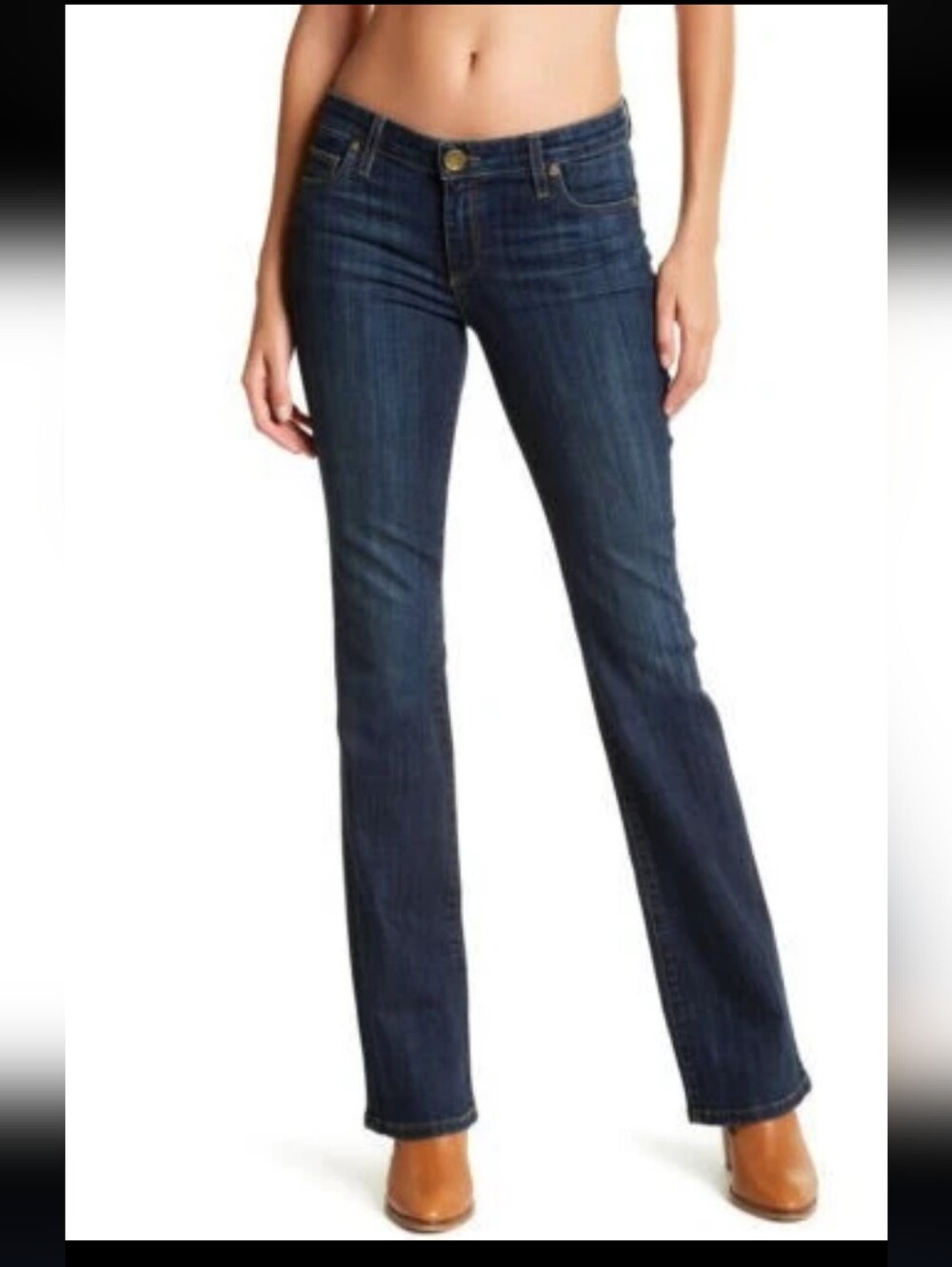 Kut from the kloth baby boot cut women's jeans mid rise dark blue sz 12L.